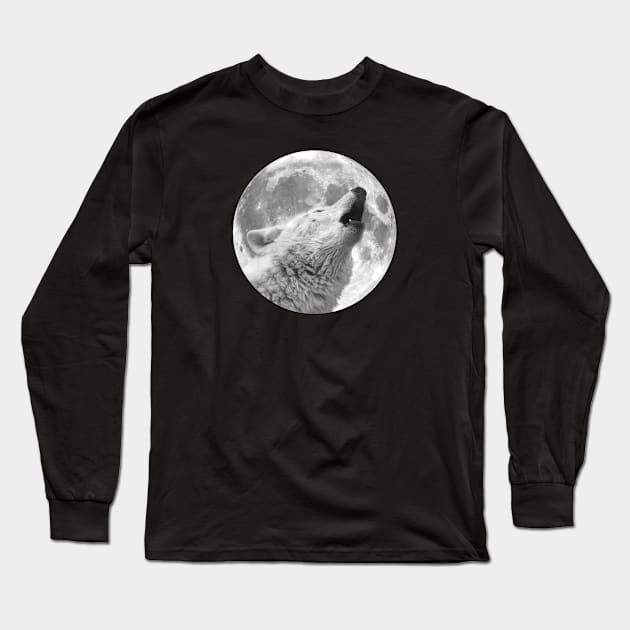 Wolf Howling Long Sleeve T-Shirt by KimbrellDesigns